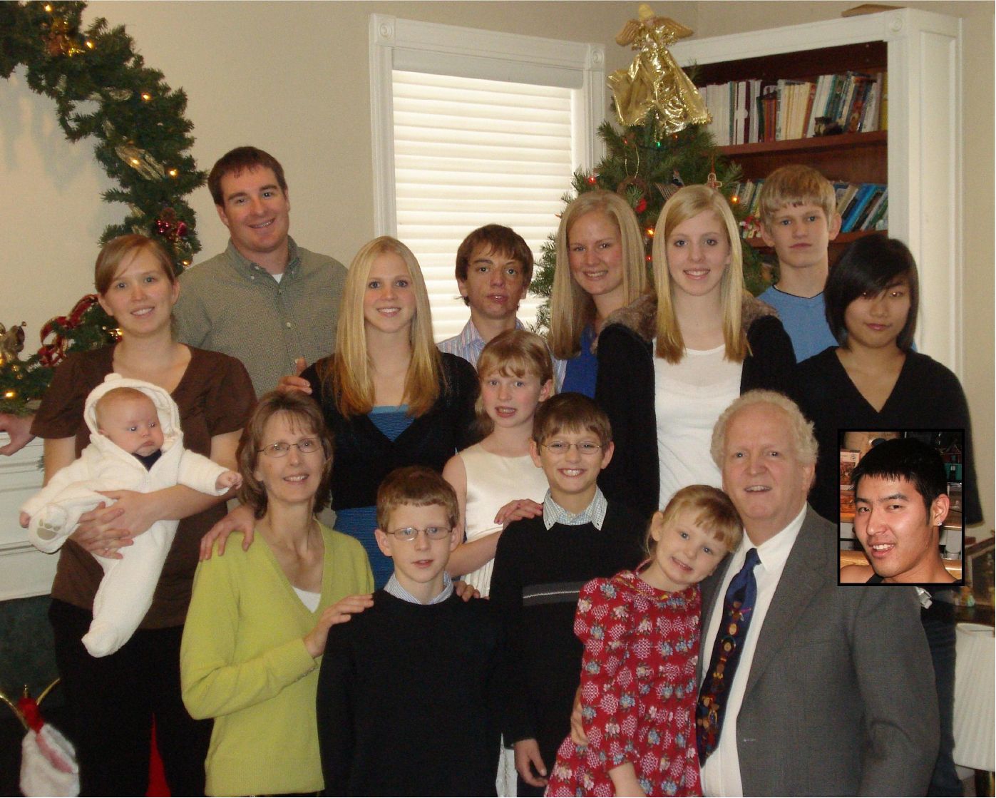 Photo from the 2008 Christmas letter: the King family gathered together