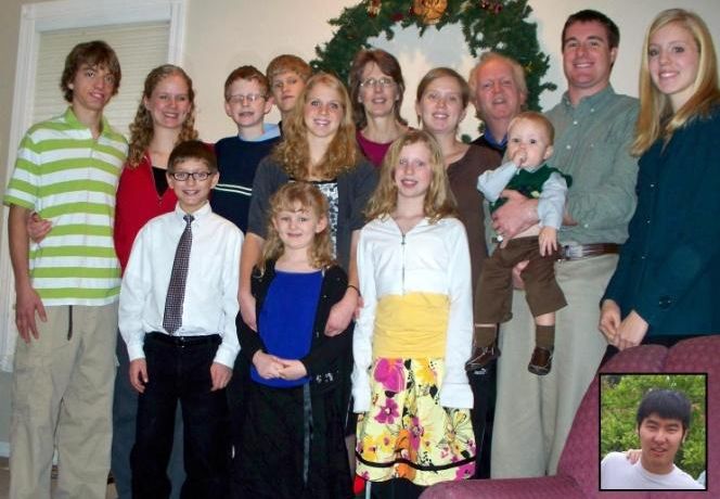 Photo from the 2009 Christmas letter: the family gathered in their Sunday best