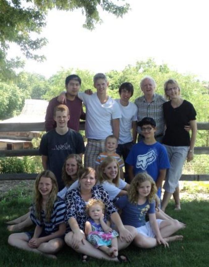 Photo from the 2013 Christmas letter: the whole family outdoors
